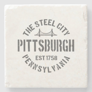 Retro Steel City Pittsburgh Pennsylvania Yinz vint Stone Coaster