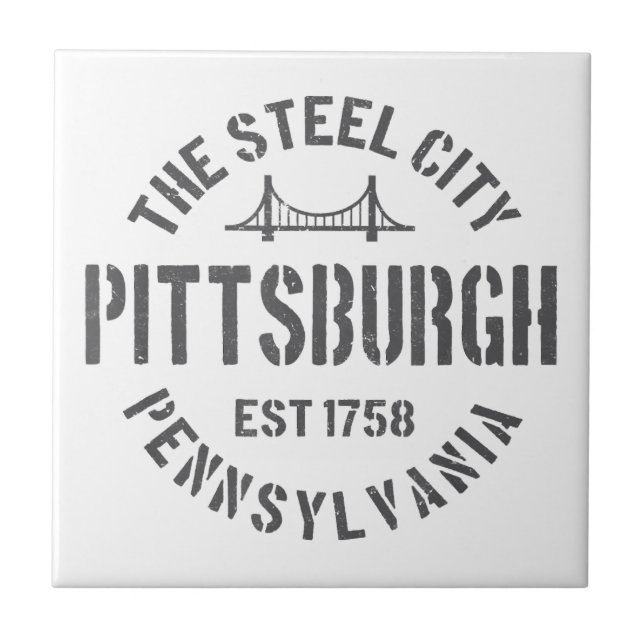 Retro Steel City Pittsburgh Pennsylvania Yinz vint Tile (Front)