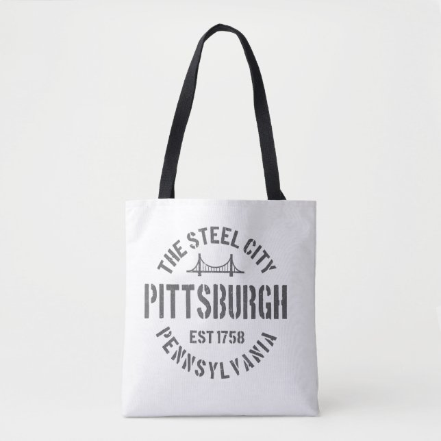 Retro Steel City Pittsburgh Pennsylvania Yinz vint Tote Bag (Front)