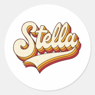 Retro Stella Name 70s Vintage Design Classic Round Sticker
