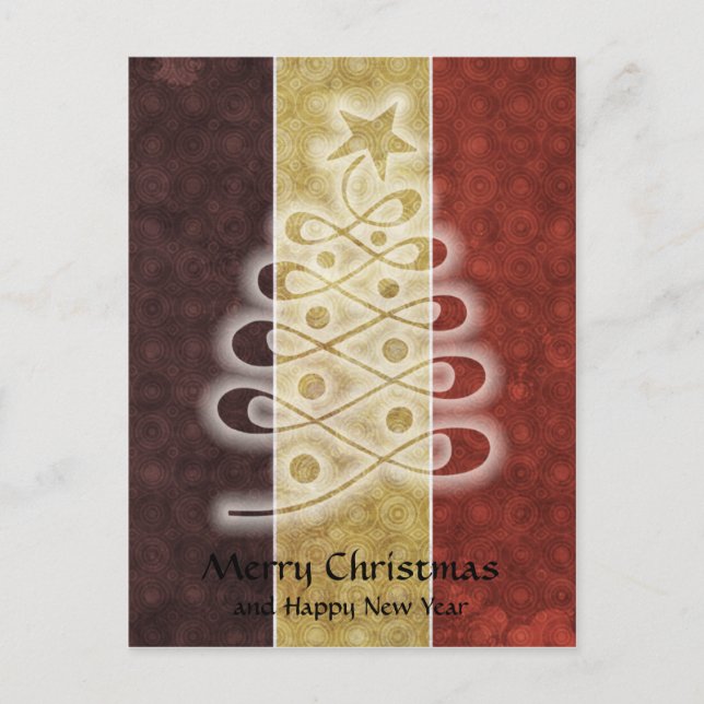Retro Stencil Christmas Tree Postcard (Front)