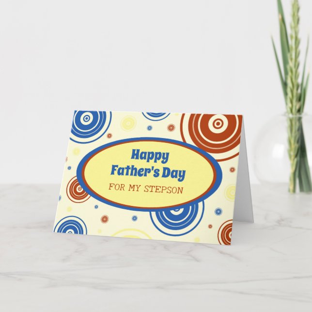 Retro Stepson Happy Father's Day Card (Front)