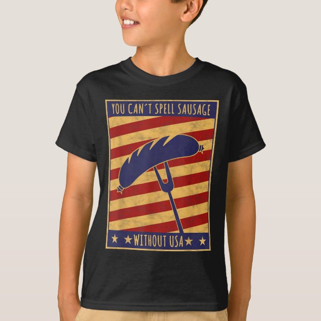 Retro Ster You Can't Spell Sausage Without Usa  T-Shirt (Front)