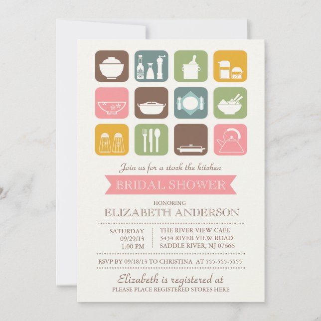 Retro Stock the Kitchen Bridal Shower Invitation (Front)