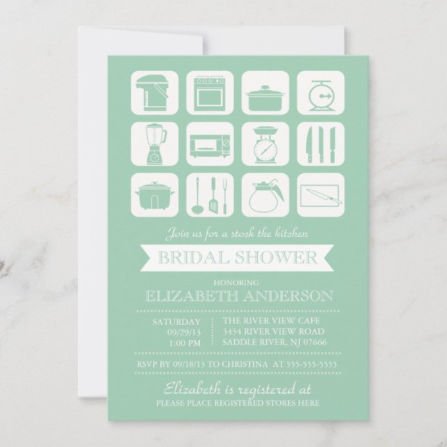 Retro Stock the Kitchen Bridal Shower Invitation (Front)