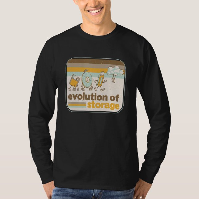 Retro Storage Evolution Disc USB Stick Cloud Geeky T-Shirt (Front)