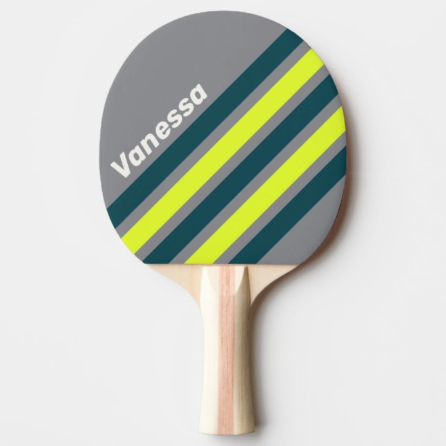 Retro Storm Cloud Grove Angled Striping with Name Ping Pong Paddle (Front)