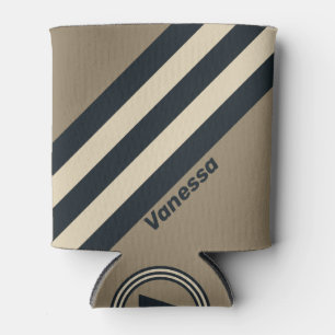 Retro Stormy Desert Three Stripes with Name Can Cooler