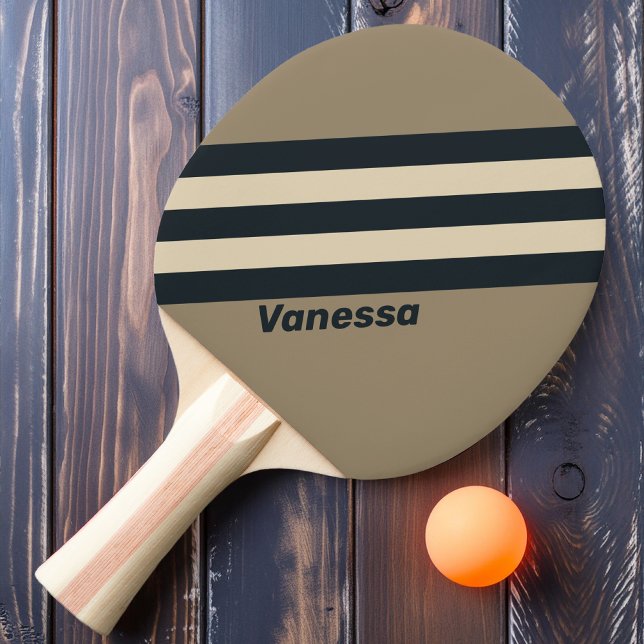 Retro Stormy Desert Three Stripes with Name Ping Pong Paddle (Creator Uploaded)