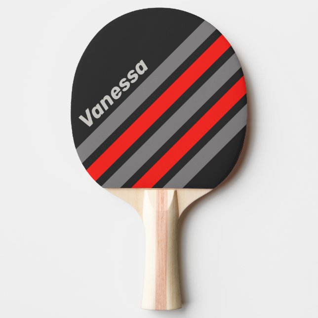 Retro Stormy Sky Angled Striping with Name Ping Pong Paddle (Front)