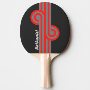 Retro Stormy Sky Loop with Name Ping Pong Paddle