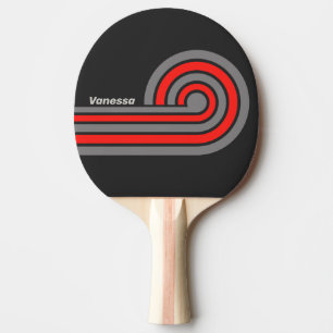 Retro Stormy Sky Stripes with Name Ping Pong Paddle