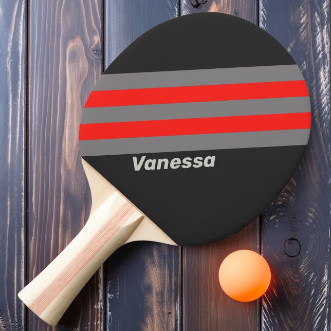 Retro Stormy Sky Stripes with Name Ping Pong Paddle (Creator Uploaded)