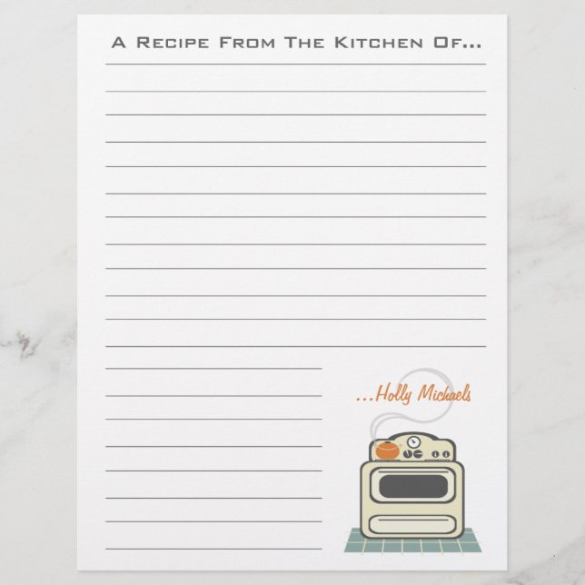 Retro Stove Modern Kitchen Recipe Paper (Front)
