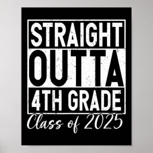 Retro Straight Outta 4th Grade Graduation Cl Of 20 Poster
