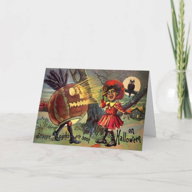 Retro Strange Sights Halloween Holiday Card (Front)