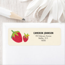 Retro Strawberries Original Art Fun Return Address