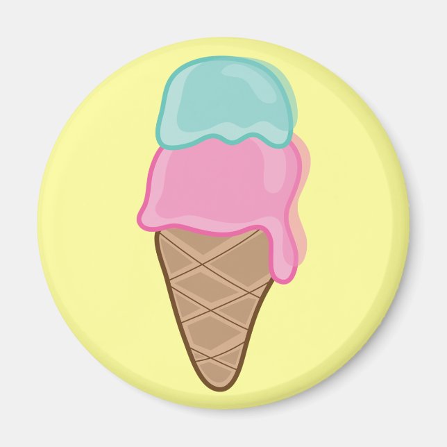 Retro Strawberry and Mint Ice Cream Party Magnet (Front)
