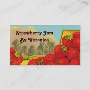 Retro Strawberry Art Recipe Tag Template Business 