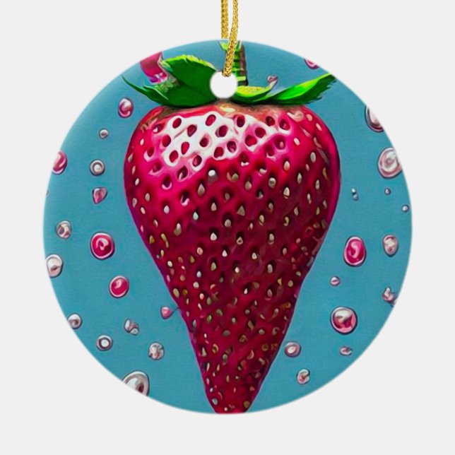 Retro Strawberry Ceramic Tree Decoration (Front)