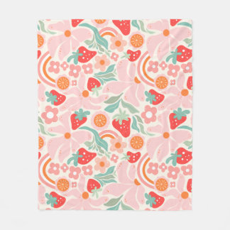 Retro strawberry fleece blanket
