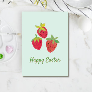 Retro Strawberry Happy Easter Folded Holiday Card