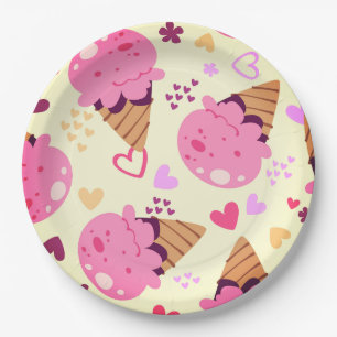 Retro Strawberry Ice Cream Paper Plates
