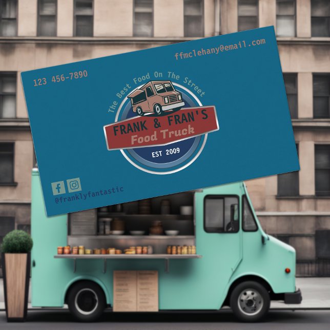 Retro Street Food Food Truck Business Card (Creator Uploaded)