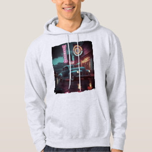 Retro Street Scene Art 1940s Classic Car  Hoodie