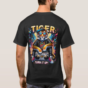 Retro Street Style Tiger with Boombox – Vibrant Ur T-Shirt