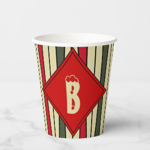 Retro String Art in Christmas Colours - Monogramme Paper Cups