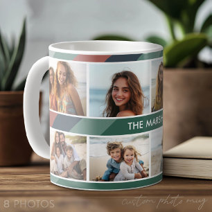 Retro Stripe - 8 Photo Collage Coffee Mug