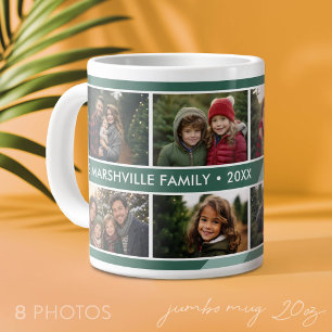 Retro Stripe - 8 Photo Collage Large Coffee Mug