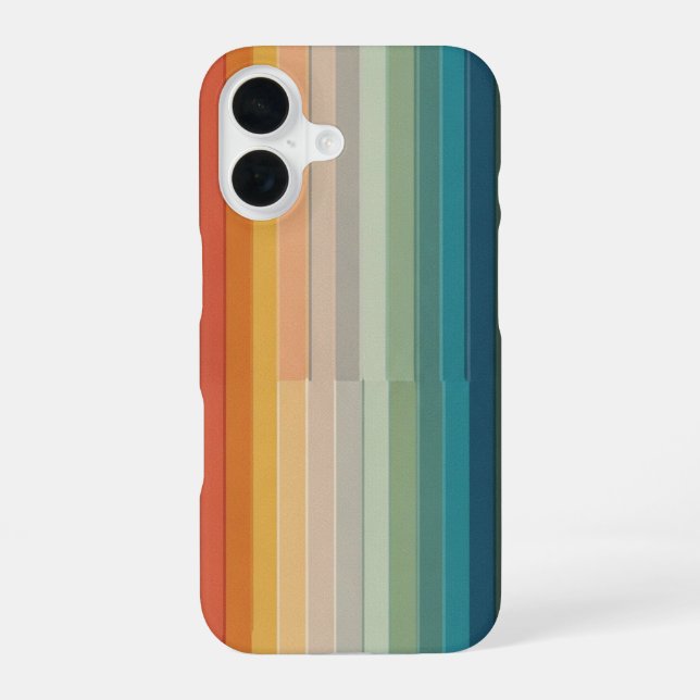 Retro Stripe Block Fade iPhone 16 Case (Back)