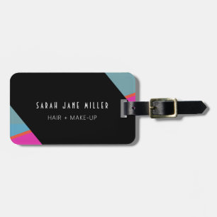 Retro Stripe - bold multicolor black pink Luggage Tag