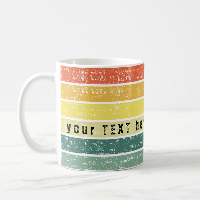 Retro Stripe Distressed Customized Beach  Coffee Mug (Left)