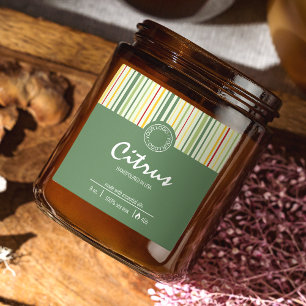 Retro Stripe Lines Abstract Business Candle Label