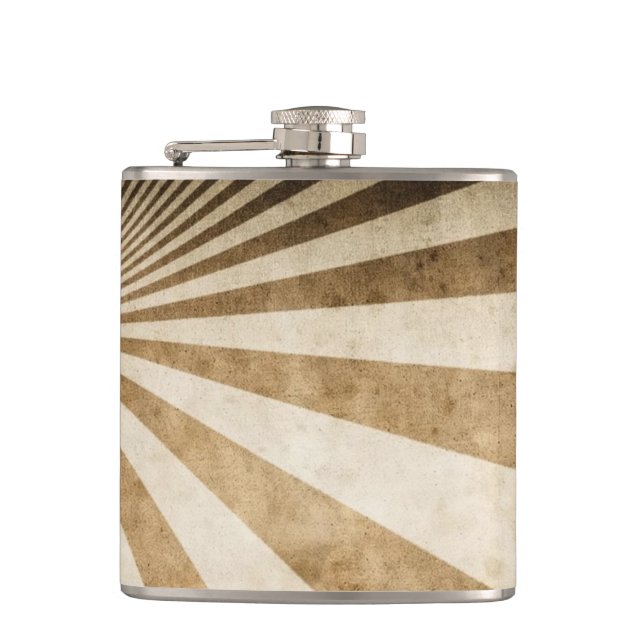 Retro stripe pattern background hip flask (Front)