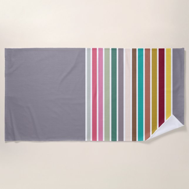 Retro Stripe Pattern Beach Towel (Front)