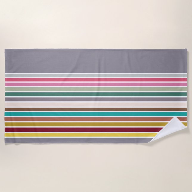 Retro Stripe Pattern Beach Towel (Front)