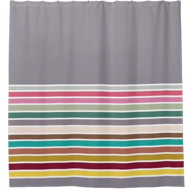 Retro Stripe Pattern Shower Curtain (Front)