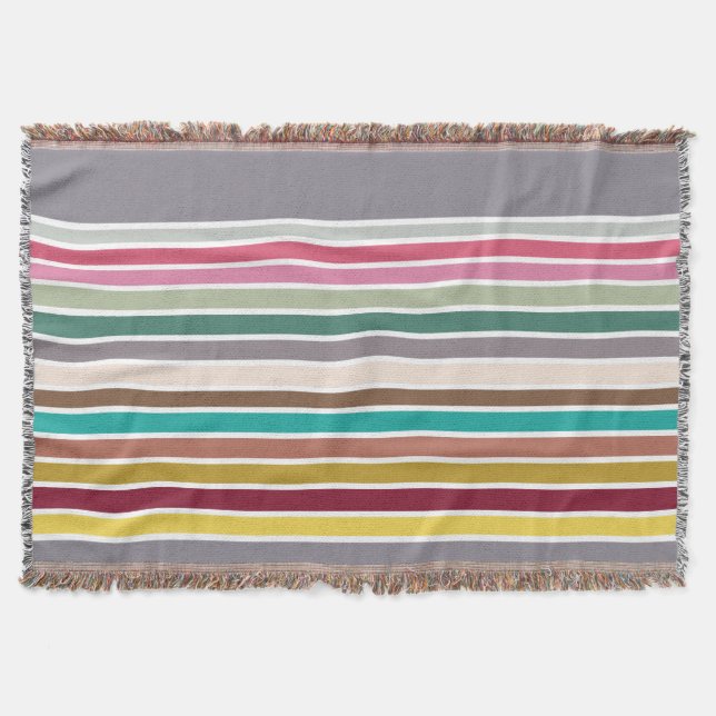 Retro Stripe Pattern Throw Blanket (Front)