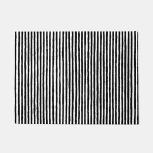 Retro Stripe Pattern Vertical Black and White BW Doormat
