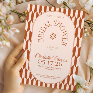 Retro stripe terracotta typography Bridal Shower Invitation