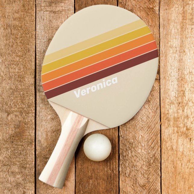 Retro Stripe with Name Ping Pong Paddle (Creator Uploaded)