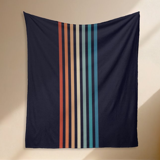 Retro Striped 70s Minimalist Patter Fleece Blanket (Creator Uploaded)