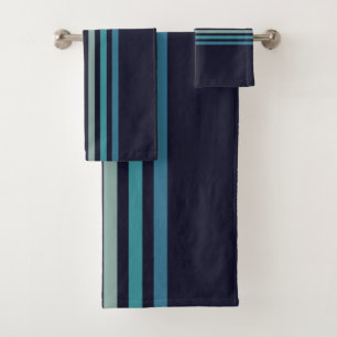 Retro Striped 70s Minimalist Pattern Bath Towel Set