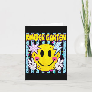 Retro striped back to school kindergarten funny card
