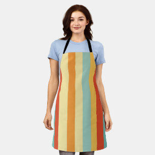 Retro striped colour pattern apron