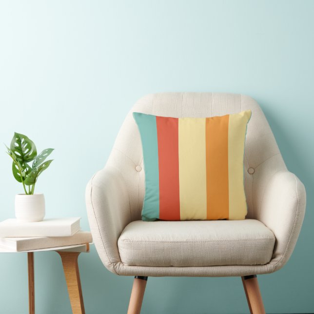 Retro striped colour pattern cushion (Chair)